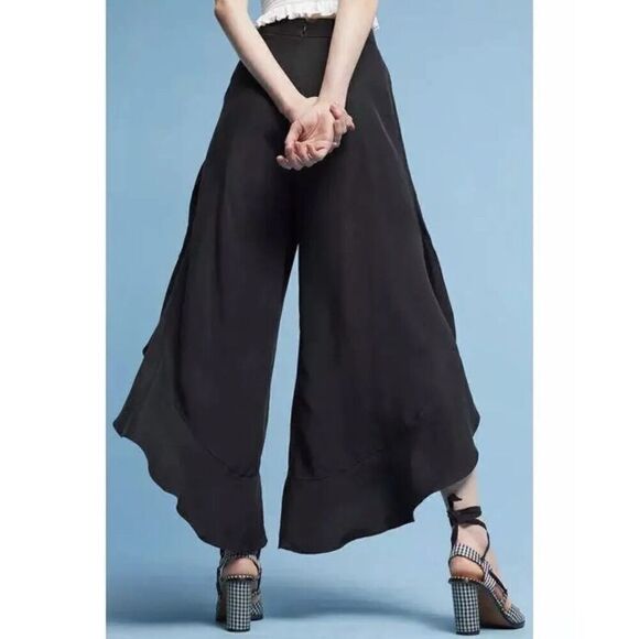 Anthropologie Elevenses Antilles Ruffled Pants Size 6 Wide Leg Split Side Tulip - Picture 4 of 9